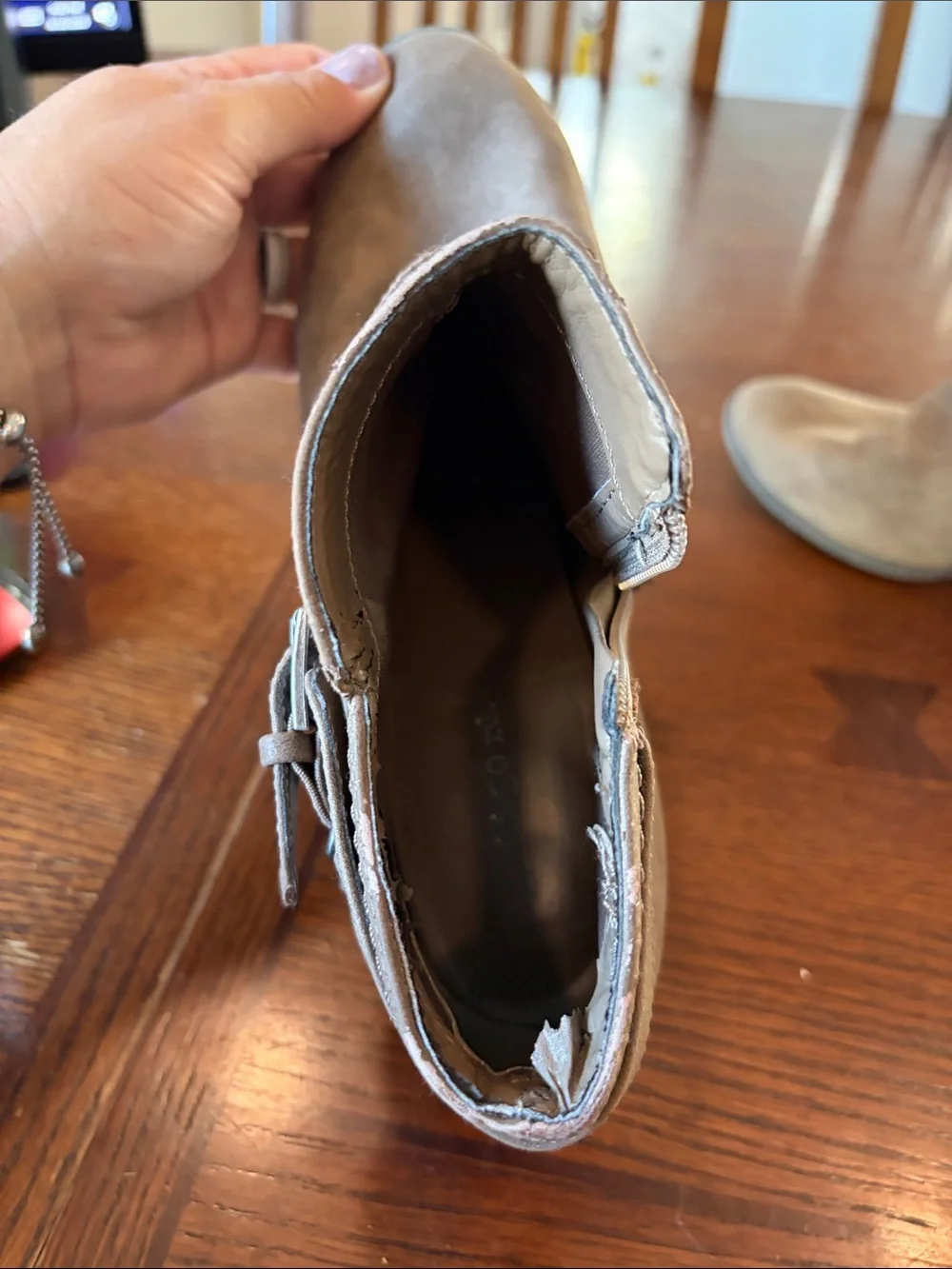 Indigo taupe suede